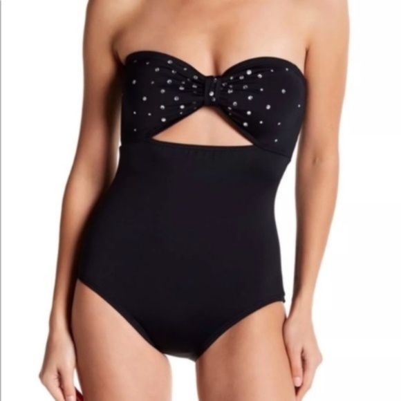 Kate Spade Rhinestone One-piece Swimsuit Black NWT - Picture 1 of 3